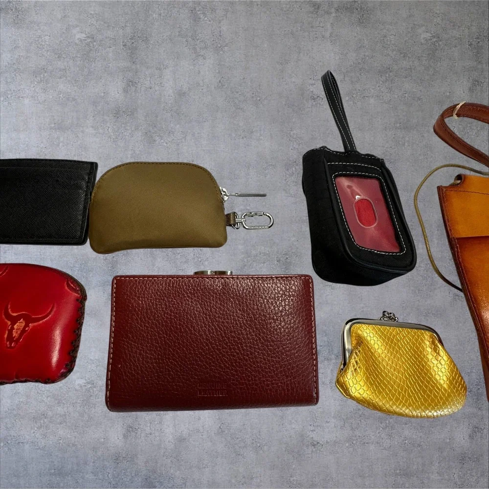 Wallet Pouch Lot of 7‎ Womens Multicolor Excellent Leather/Faux Leather Set